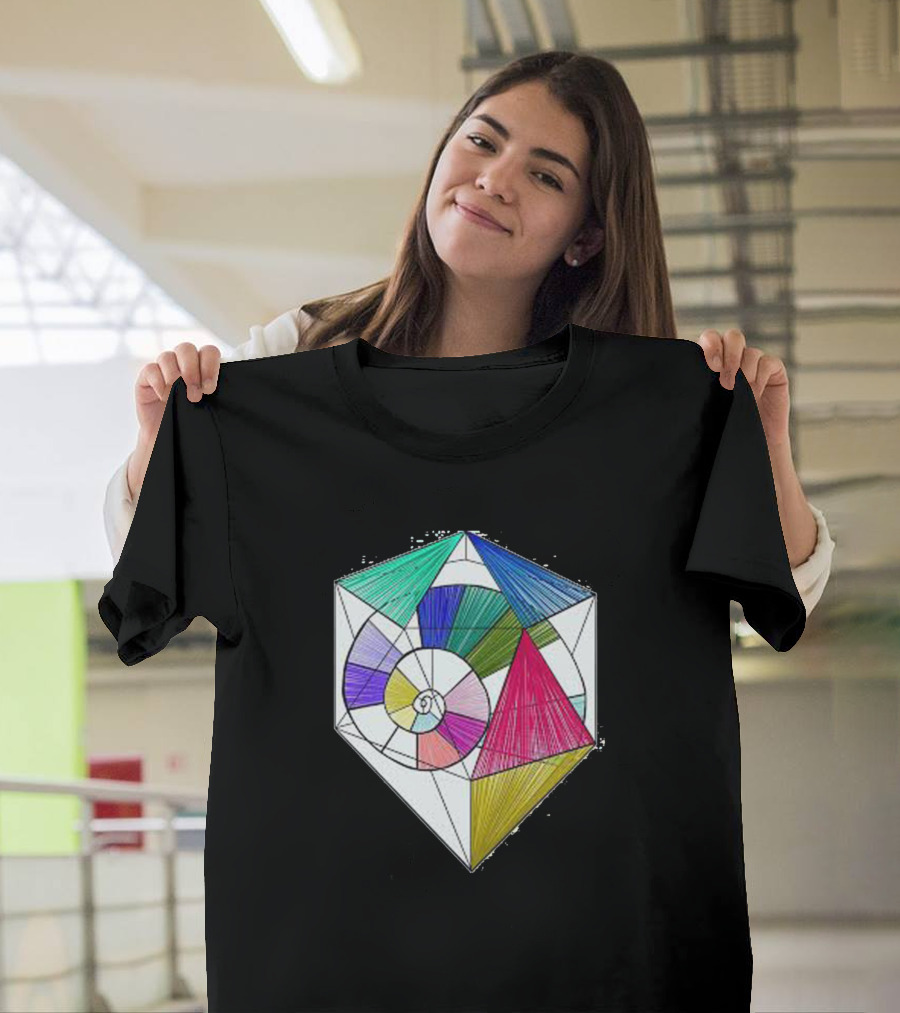 Artistic Spiral Cubes with Colorful Geometric T-Shirt