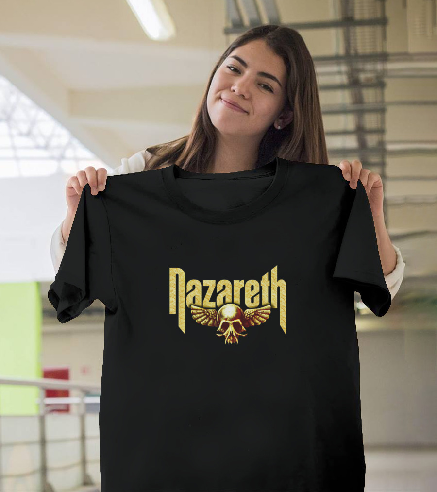 Nazareth Band Logo with Winged Skull Emblem T-Shirt