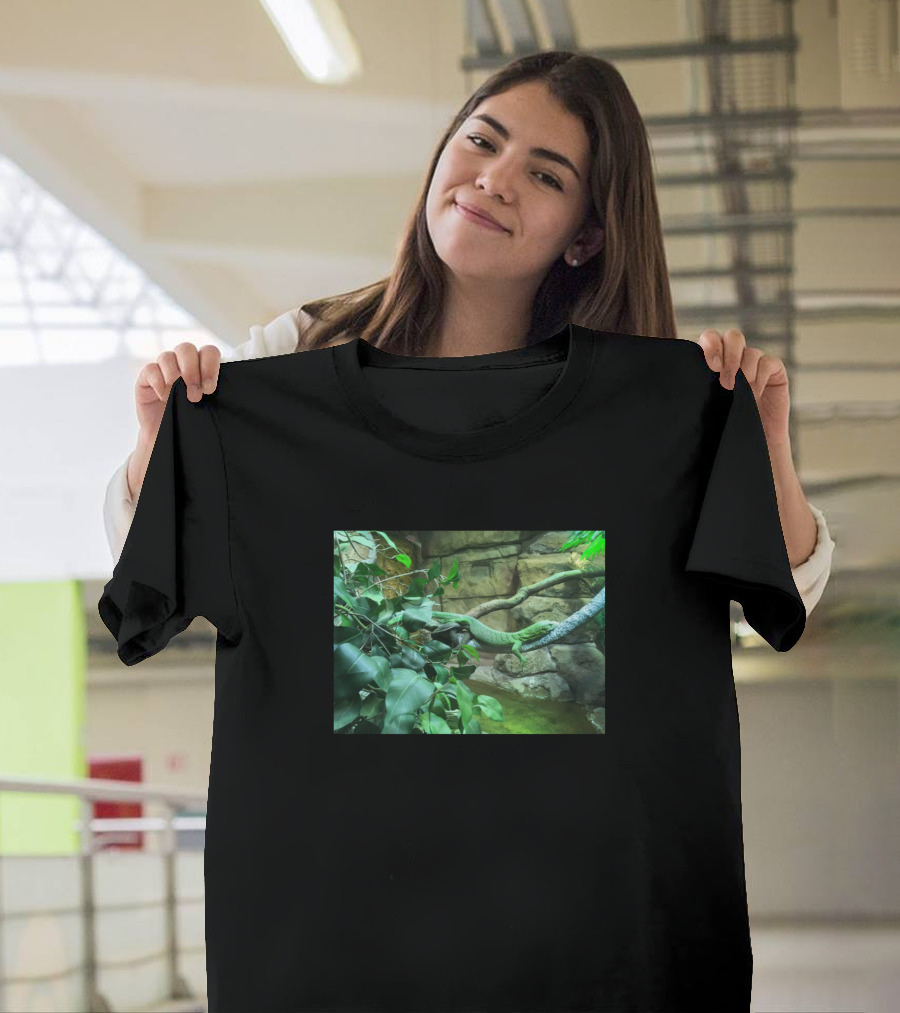 Sleepy Green Lizard in Lush Jungle Setting T-Shirt