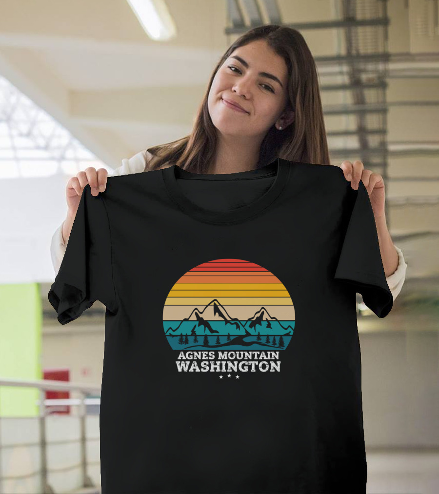 Agnes Mountain Washington Retro Sunset Landscape T-Shirt