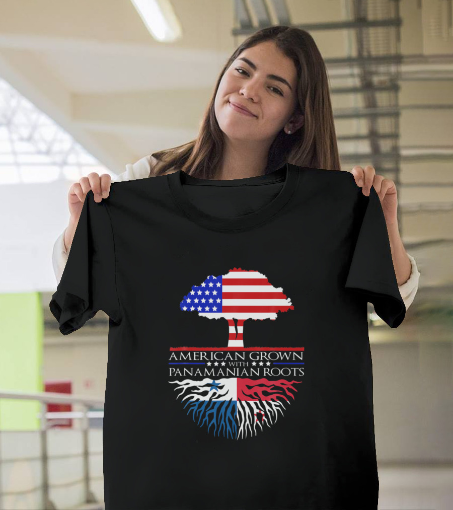American Grown with Panamanian Roots Flag Tree T-Shirt