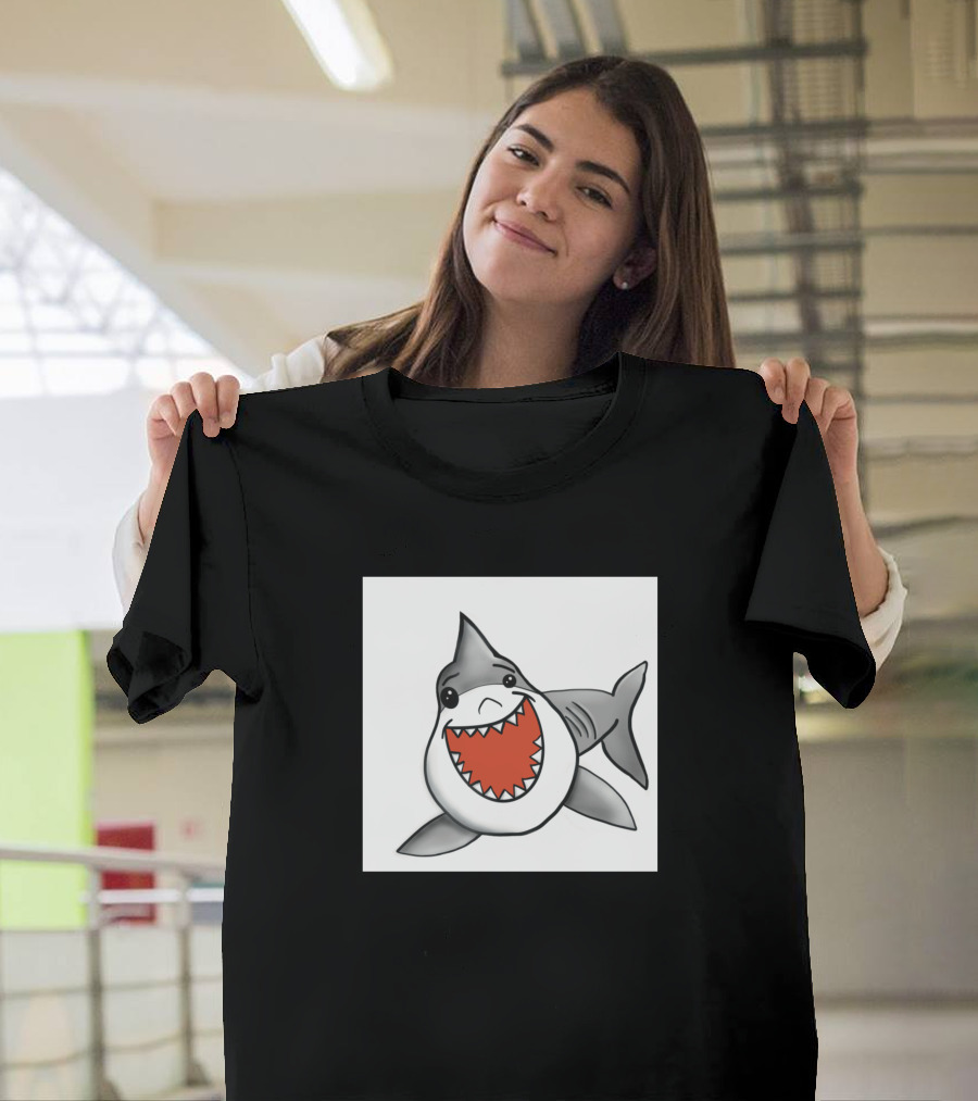 Happy Shark Grinning Cartoon T-Shirt