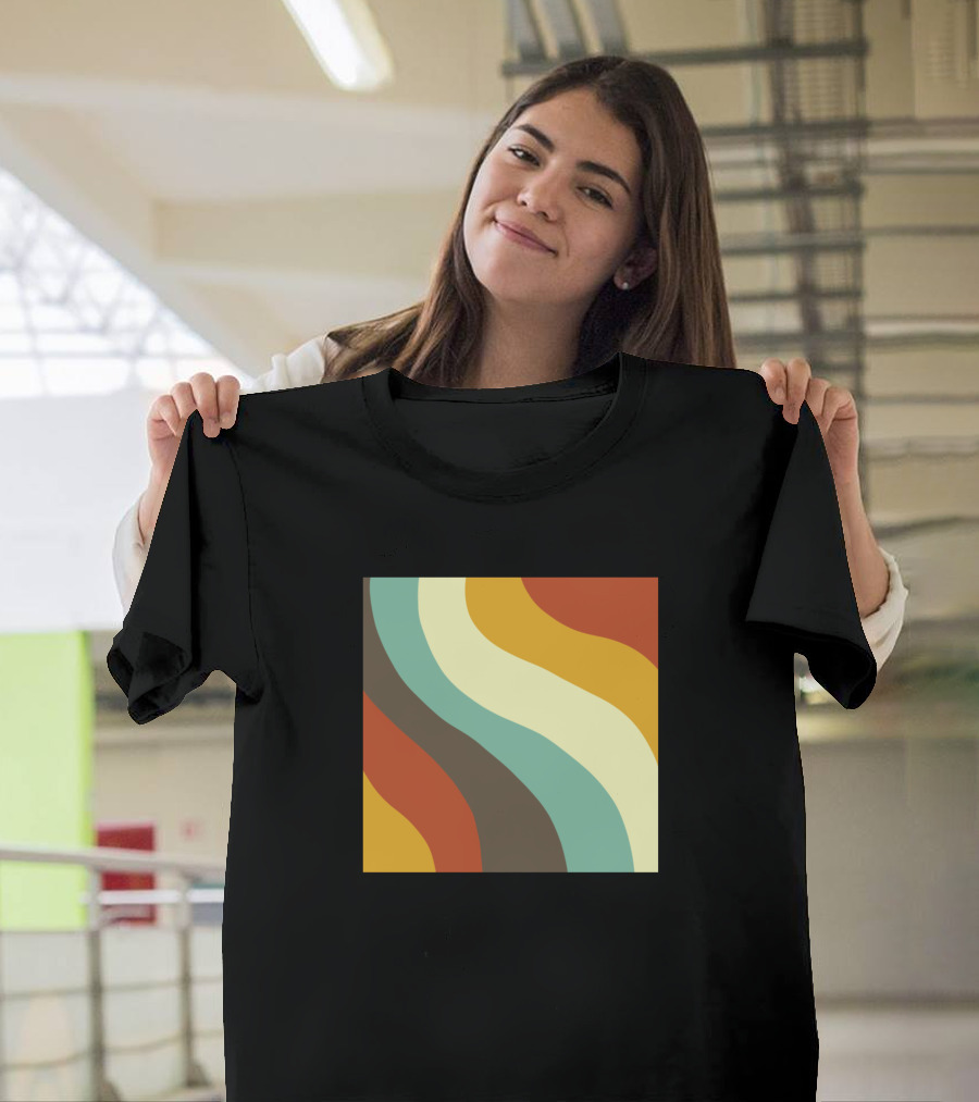 Retro Waves Vibrant Colorful Abstract 70s T-Shirt
