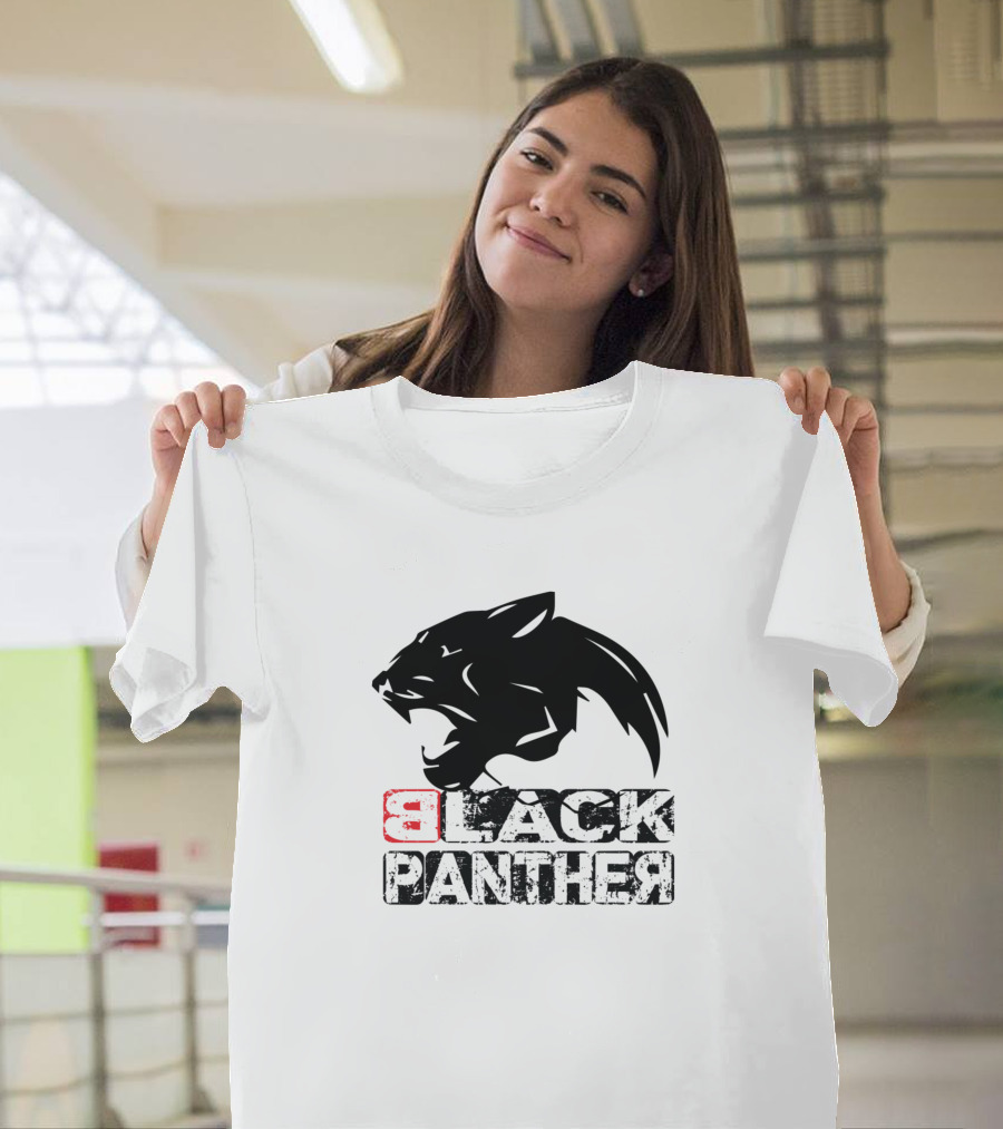 B Black Panther Roaring Panther Head T-Shirt