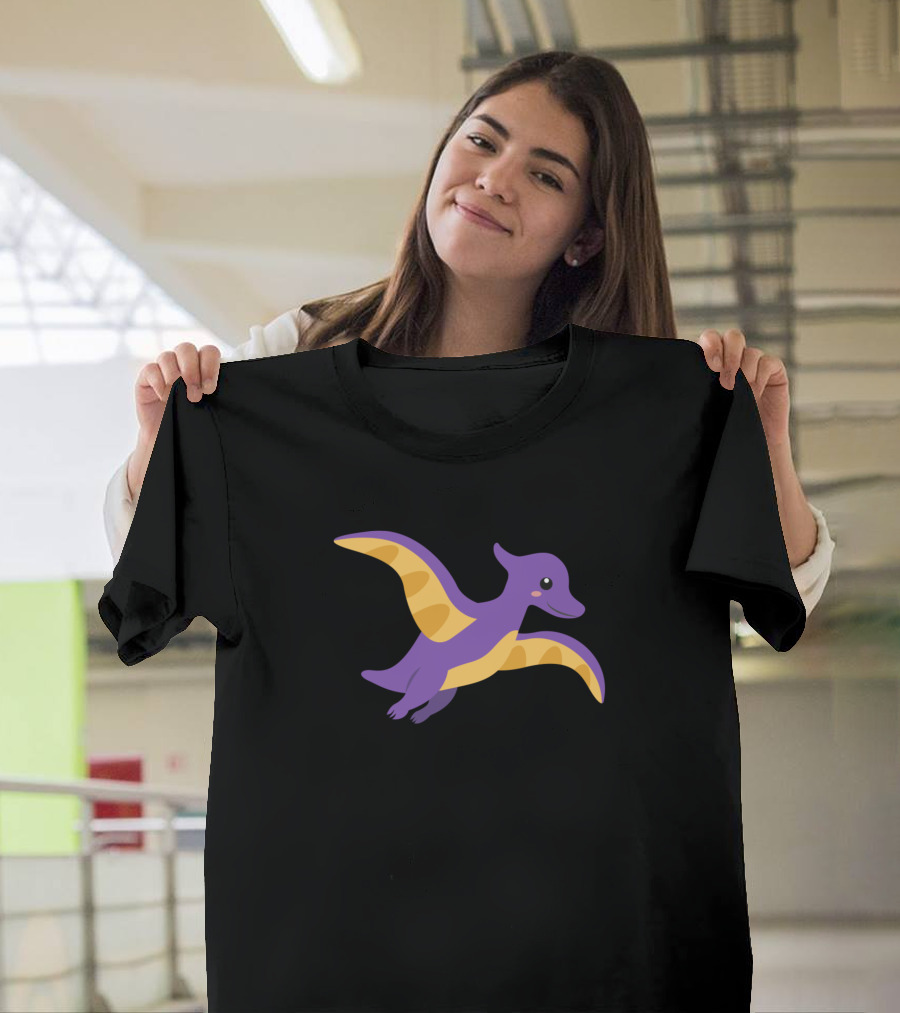 Flying Dinosaur Purple and Yellow Pterosaur T-Shirt