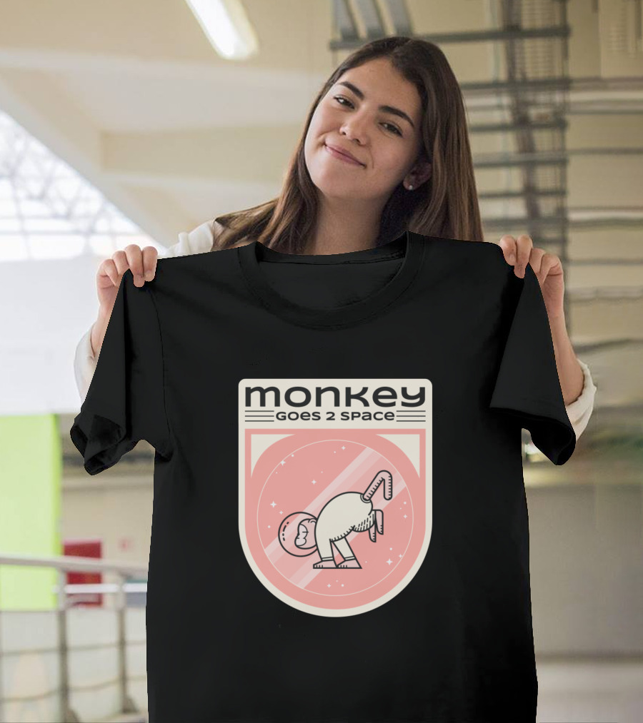Monkey Goes 2 Space Astronaut Monkey in Space Patch T-Shirt