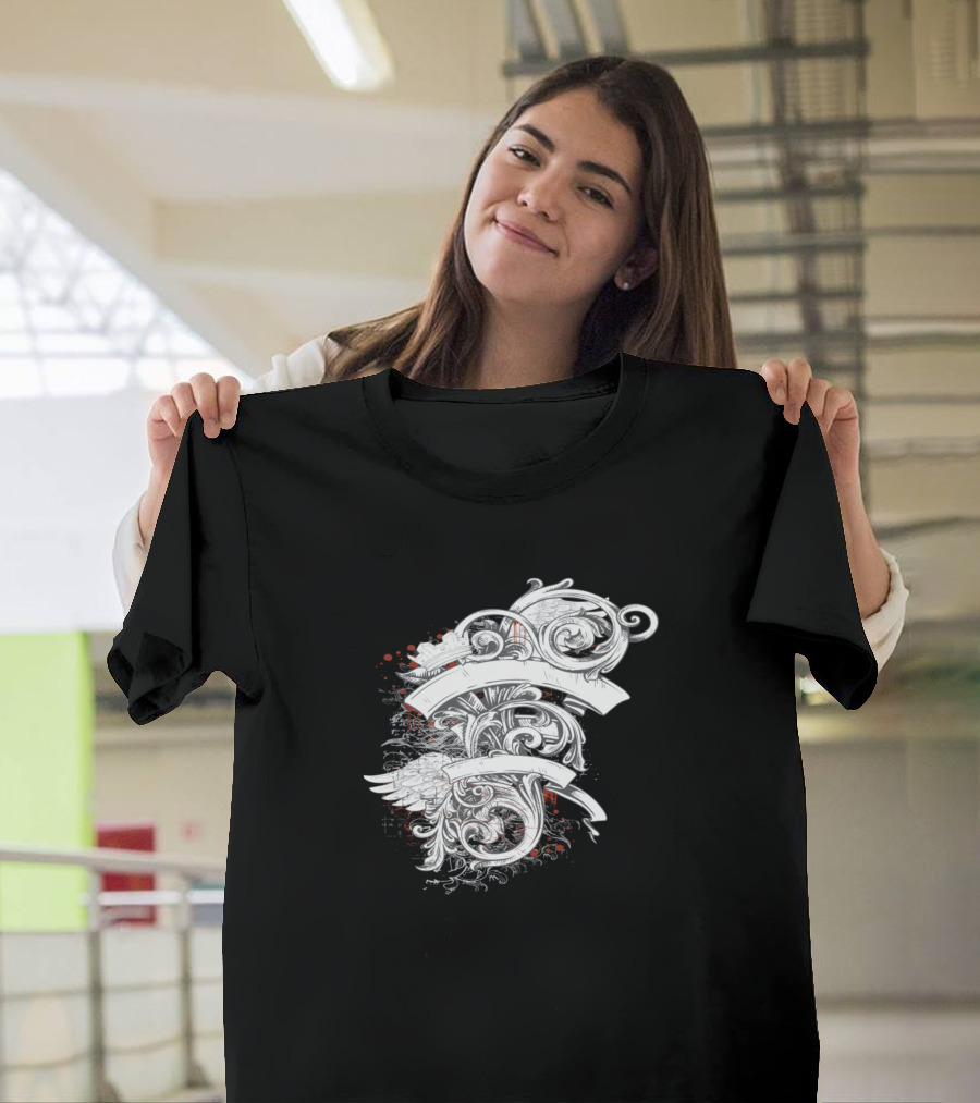 The Badge Ornate Scrollwork and Wings T-Shirt