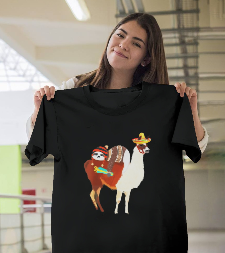 Sloth Riding Llama Mexican Fiesta Cinco De Mayo T-Shirt