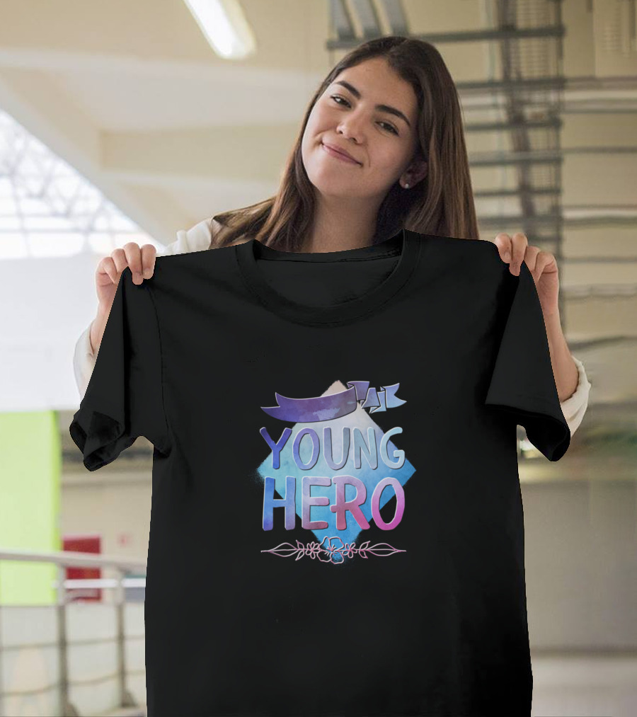 Young Hero Banner and Floral Motif T-Shirt