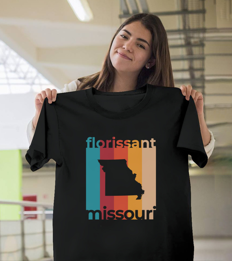 Florissant Missouri Vintage State Silhouette Retro Stripes T-Shirt