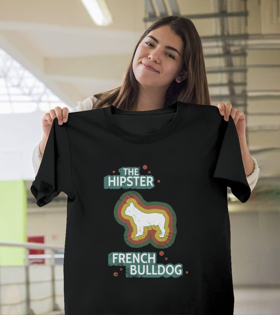 The Hipster French Bulldog Retro Vintage Frenchie Dog T-Shirt