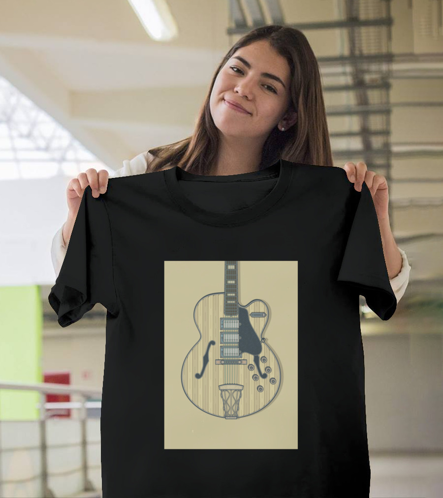 Bright Vintage Archtop Guitar Basketball Fusion T-Shirt