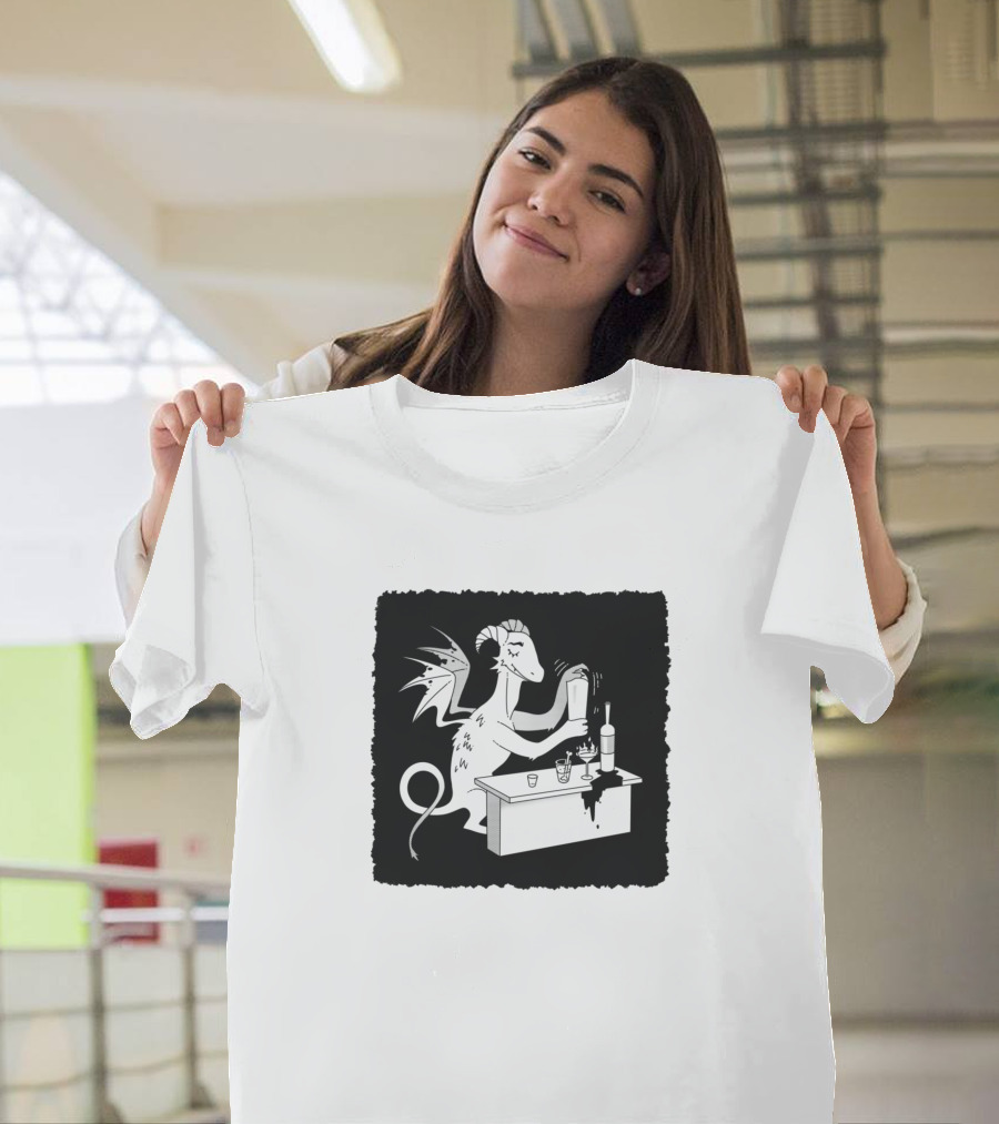 Dragon Shaking Cocktails at Bar Counter T-Shirt