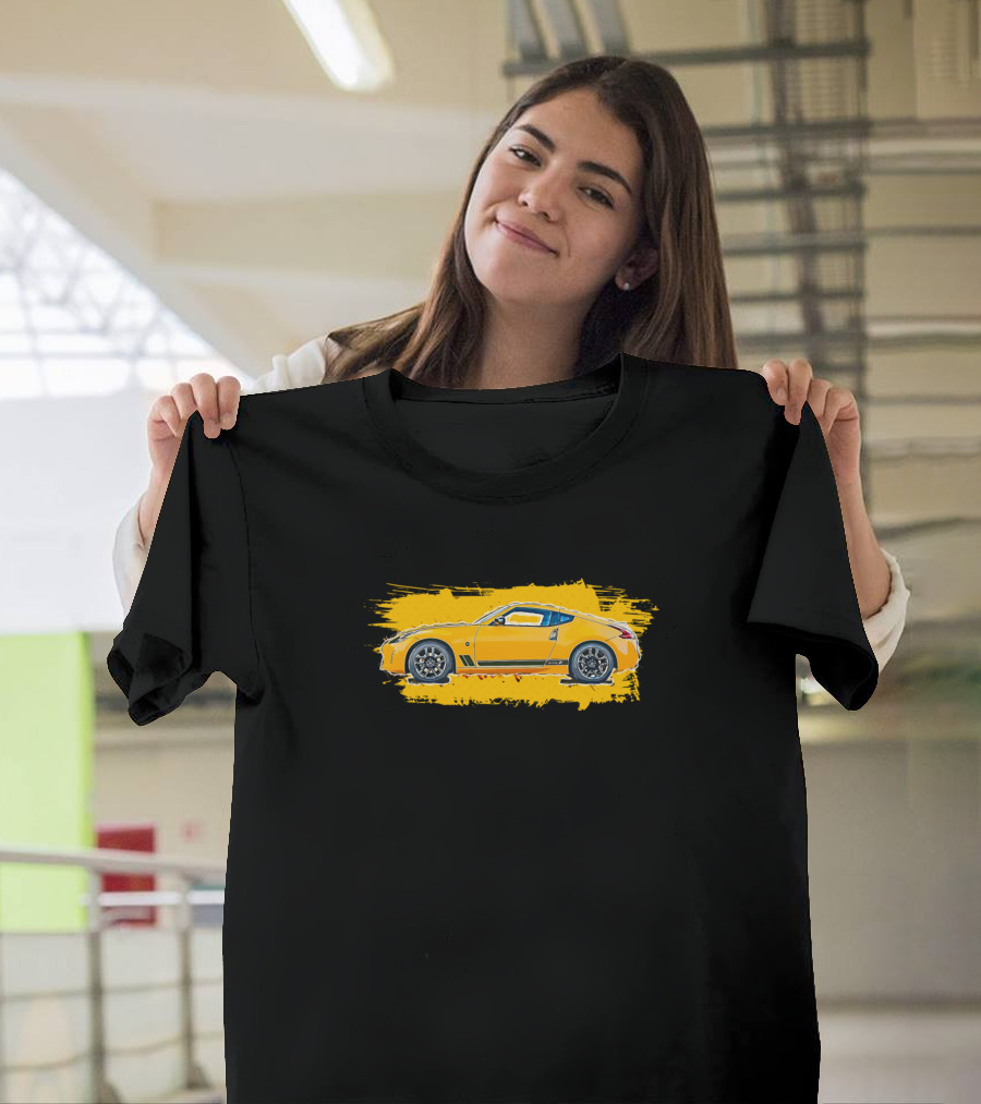 Drift King Yellow Sports Car Brushstroke T-Shirt