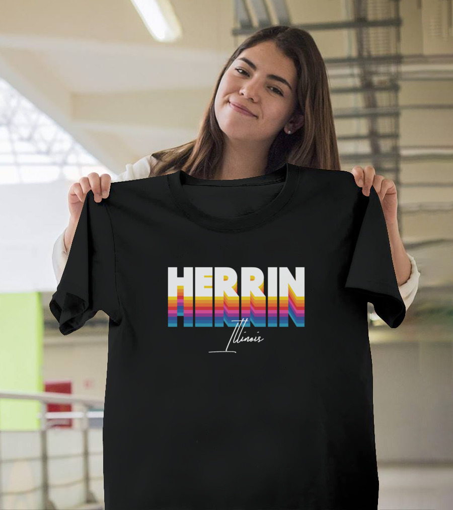Herrin Illinois Retro Vintage Clothing Rainbow T-Shirt