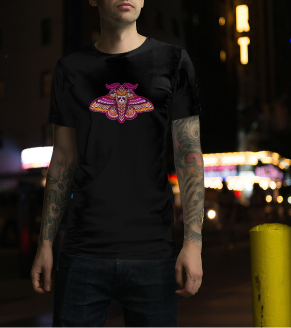 Skull Mother Moth With Floral Wings T-Shirt