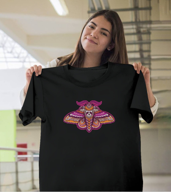 Skull Mother Moth With Floral Wings T-Shirt