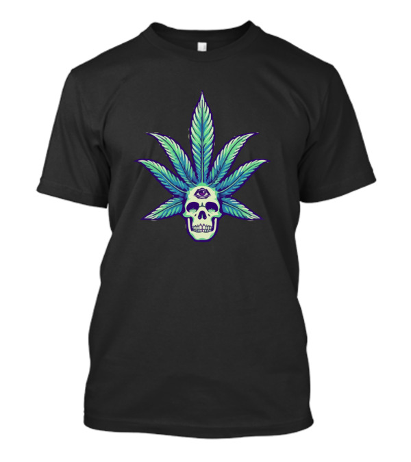 Skull With Marijuana Leaf And Third Eye T-Shirt