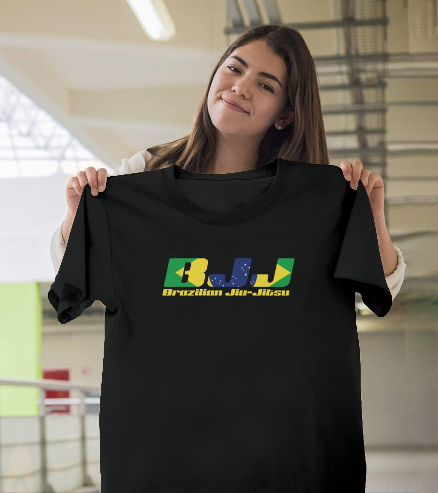 BJJ Brazilian Jiu-Jitsu with Brazil Flag Colors and Stars T-Shirt