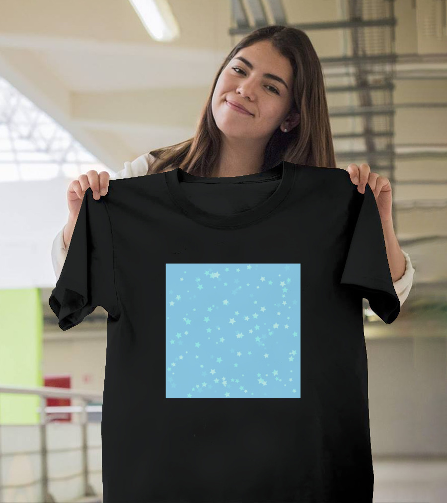 Stars Pattern on Light Blue Background T-Shirt