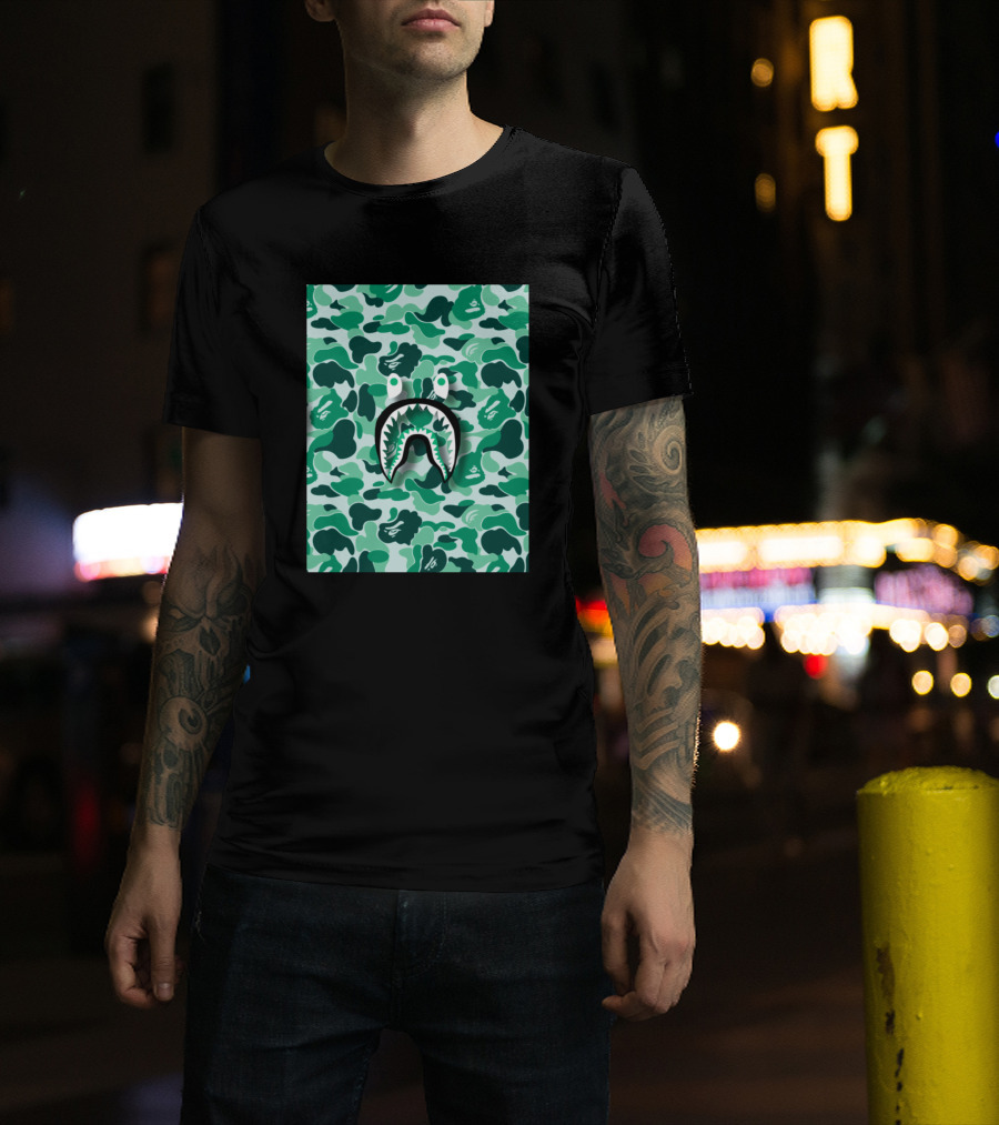 Green Bape Shark Camo T-Shirt