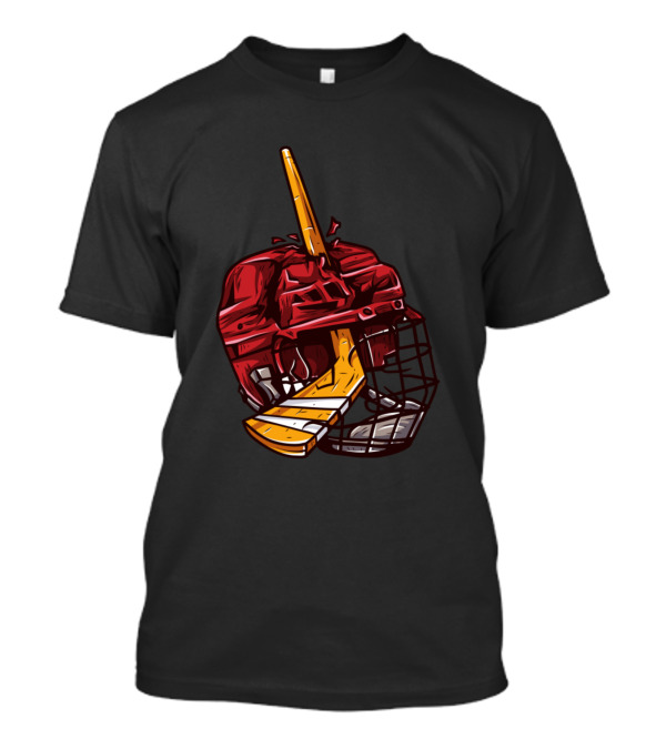 Hockey Stick Smashes Red Helmet T-Shirt