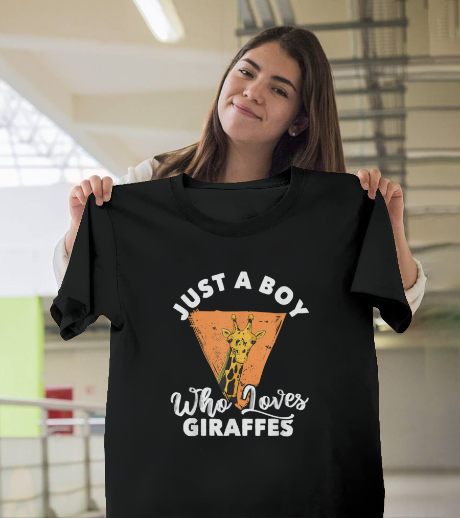 Just A Boy Who Loves Giraffes Triangle Giraffe T-Shirt