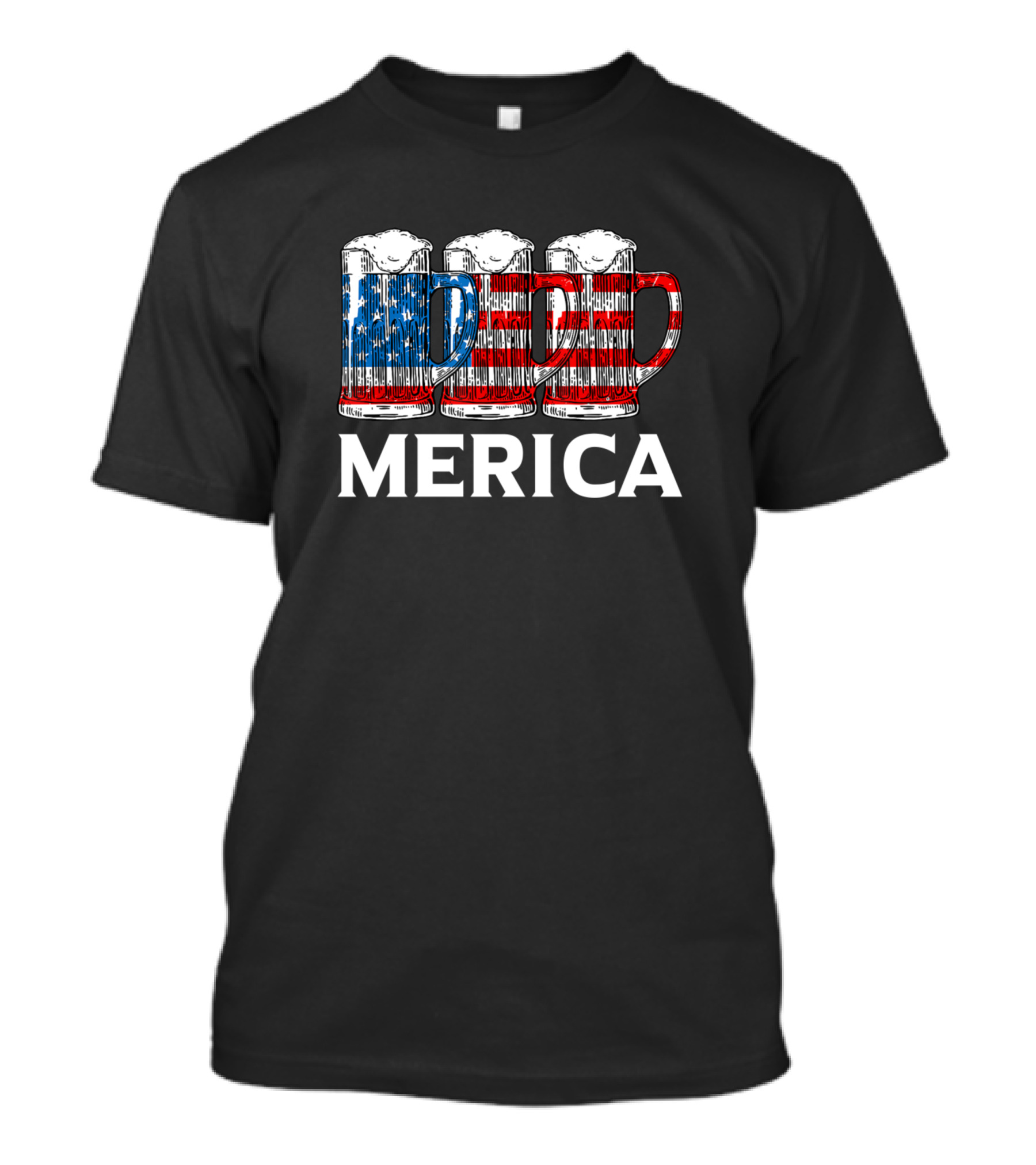 'Merica Beer Mugs With American Flag For 4th Of July T-Shirt