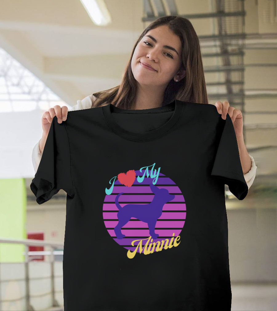 I Love My Minnie Chihuahua Retro Sunset T-Shirt
