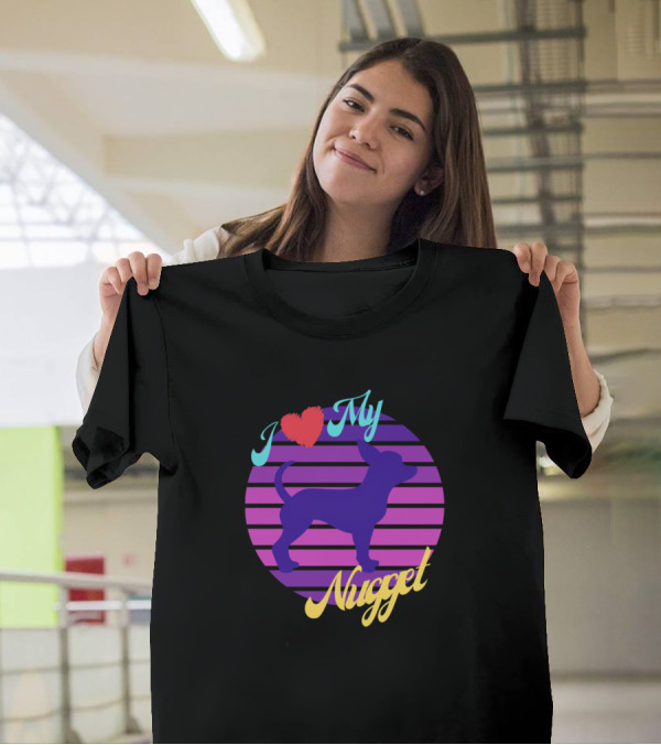 I Love My Nugget Chihuahua Retro Sunset T-Shirt