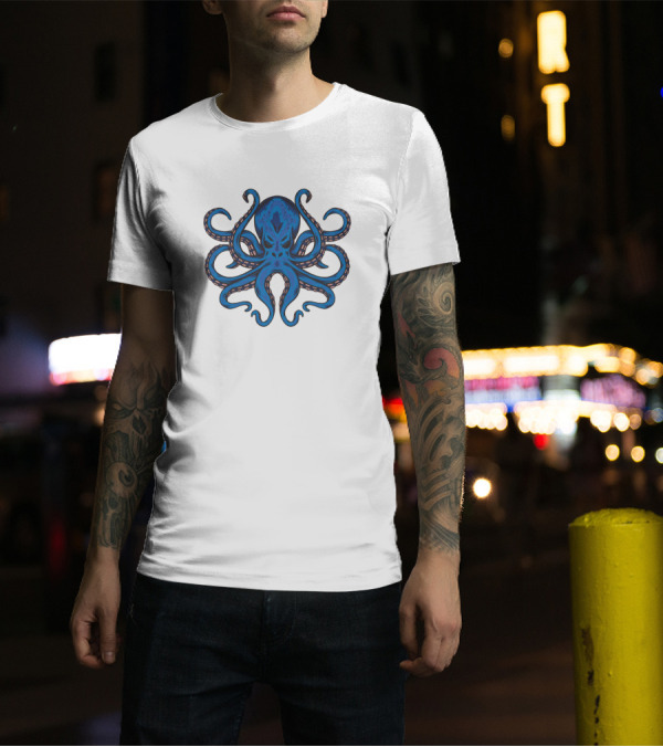 Octopus Tentacles Blue Sea Animal T-Shirt