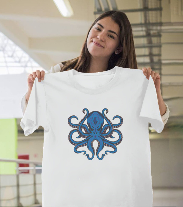Octopus Tentacles Blue Sea Animal T-Shirt