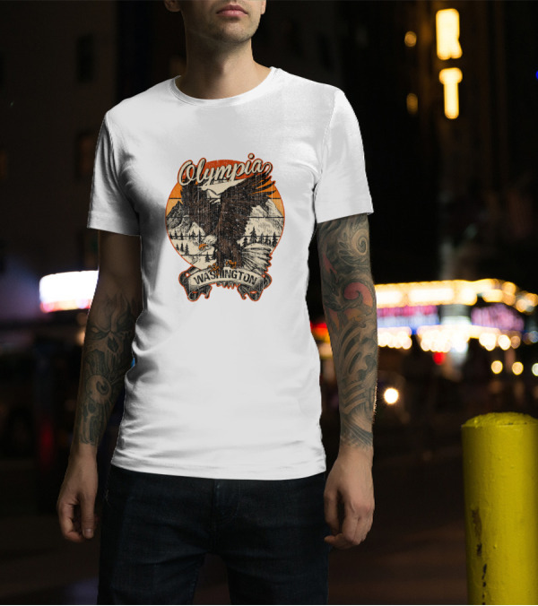 Olympia Washington Bald Eagle Retro Vintage Aesthetic T-Shirt
