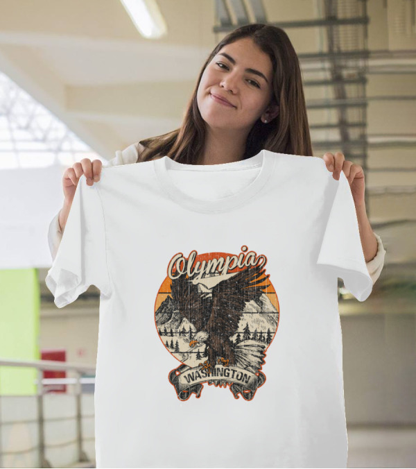 Olympia Washington Bald Eagle Retro Vintage Aesthetic T-Shirt