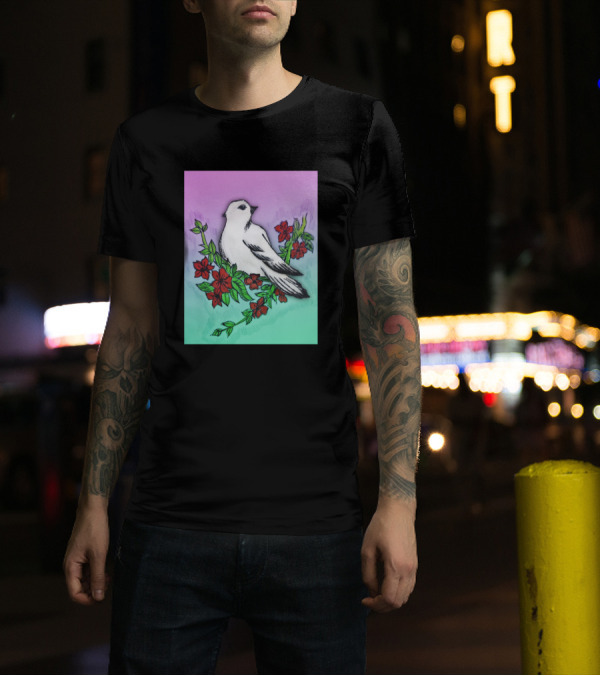 One Of The Best Beauty Of Nature Bird Amongst Red Blossom T-Shirt