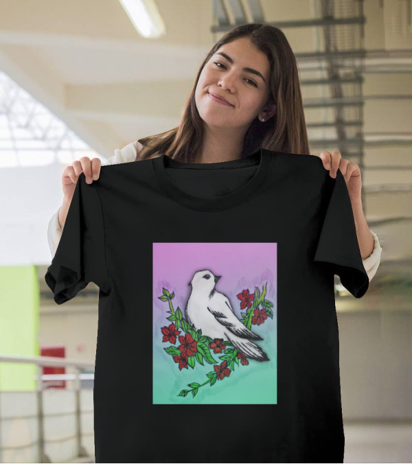One Of The Best Beauty Of Nature Bird Amongst Red Blossom T-Shirt