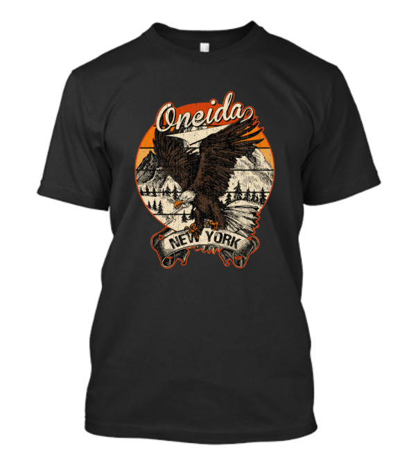 Oneida New York Bald Eagle Retro Vintage Aesthetic Mountain Scene T-Shirt