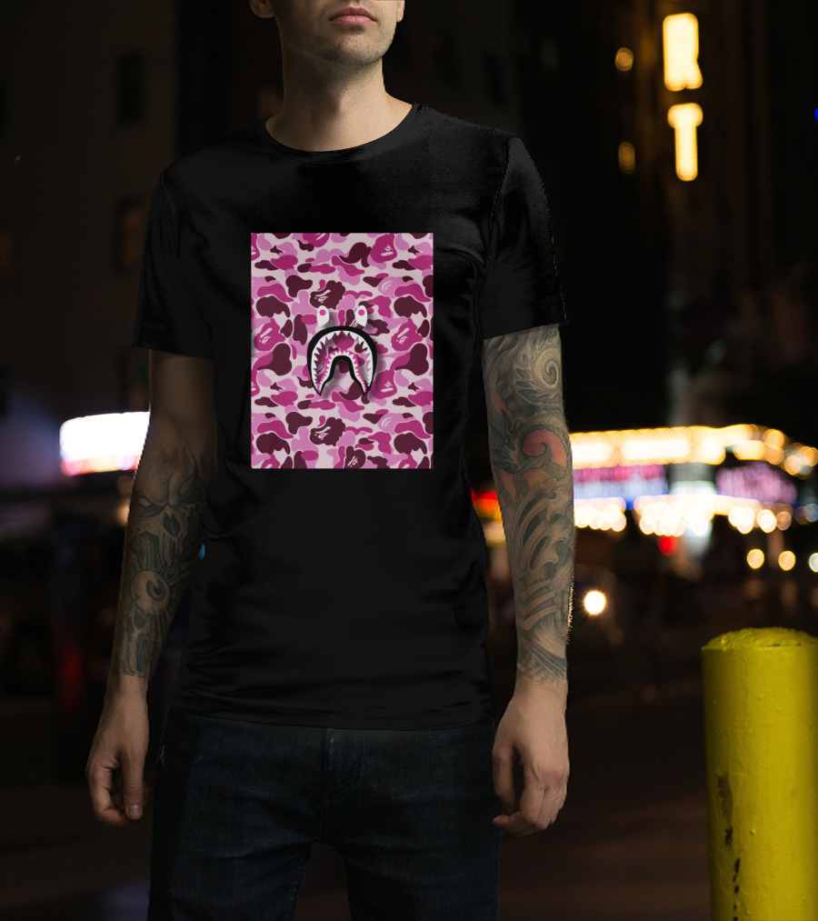 Pink Bape Shark Camo T-Shirt