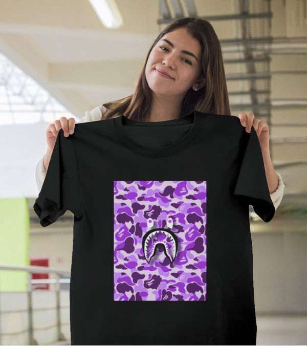 Bape Purple Camo Shark Face T-Shirt
