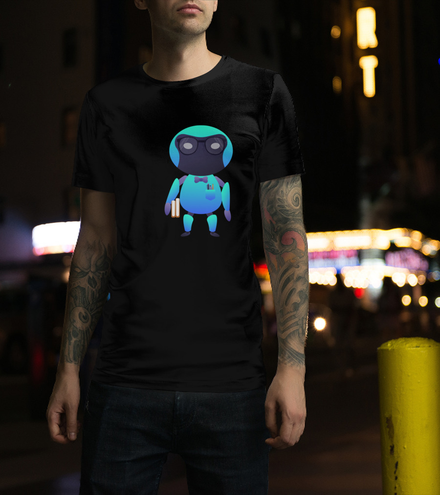 Robot Nerd Geeky Glasses Book Carrying Tech Enthusiast T-Shirt