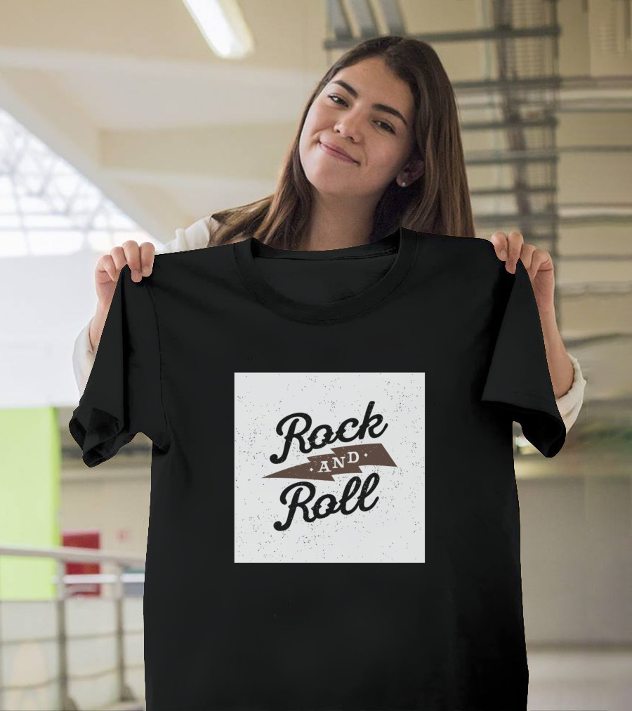 Rock And Roll Distressed Vintage Banner Typography T-Shirt