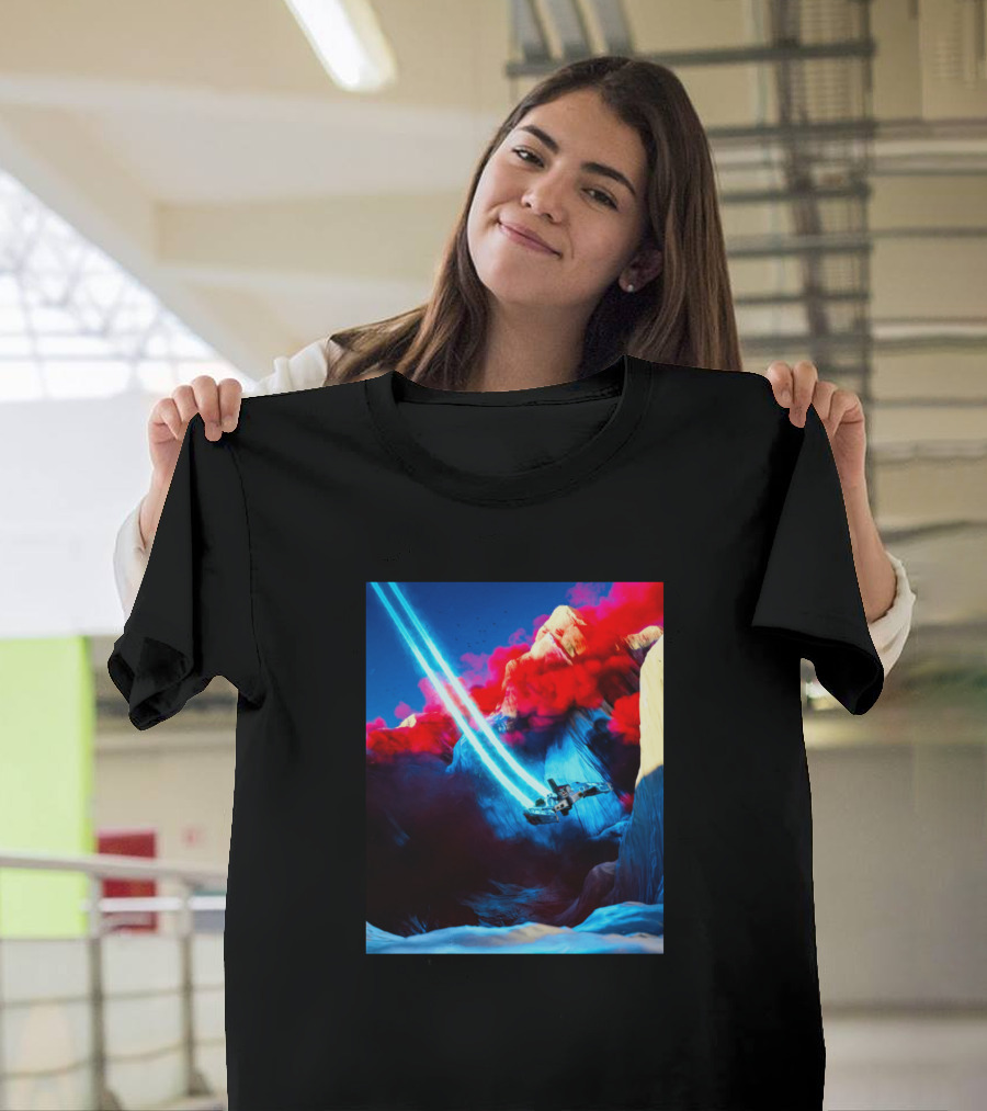 2192 Plague Sci-Fi Spacecraft and Red Cloud Landscape T-Shirt