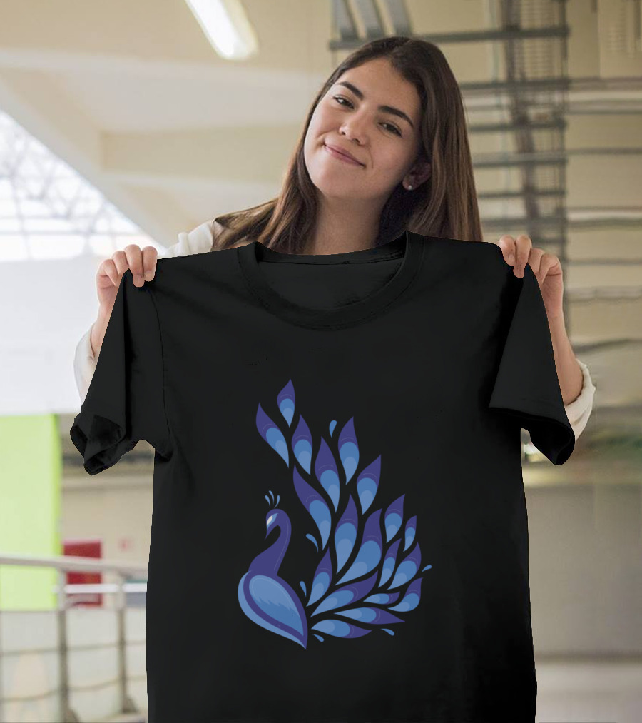 Blue Peacock Feathered Elegance T-Shirt
