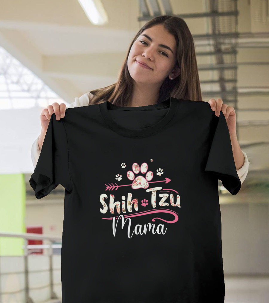 Shih Tzu Mama Paw Print Arrow T-Shirt