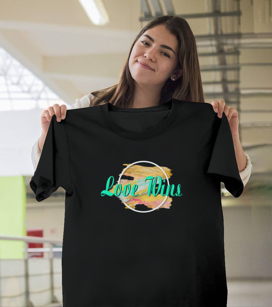 Love Wins Vibrant Brush Stroke Circle T-Shirt