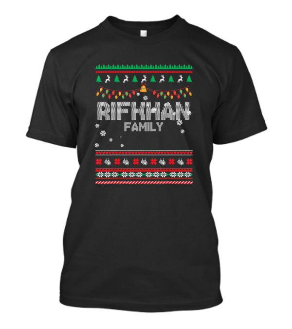 Rifkhan Family Christmas Ugly Sweater Style Merry Xmas T-Shirt
