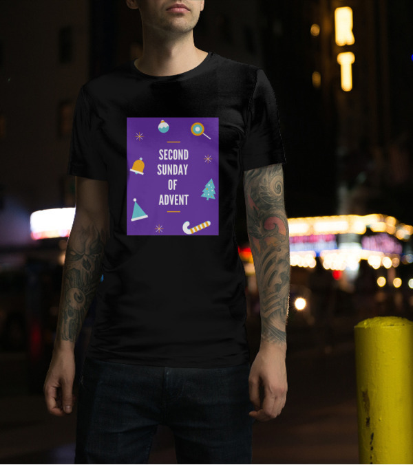 Second Sunday Of Advent With Christmas Symbols And Decorations T-Shirt