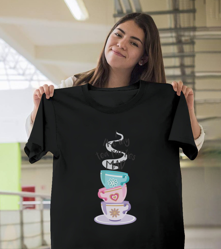 Mad Tea Parties Stack of Colorful Teacups T-Shirt