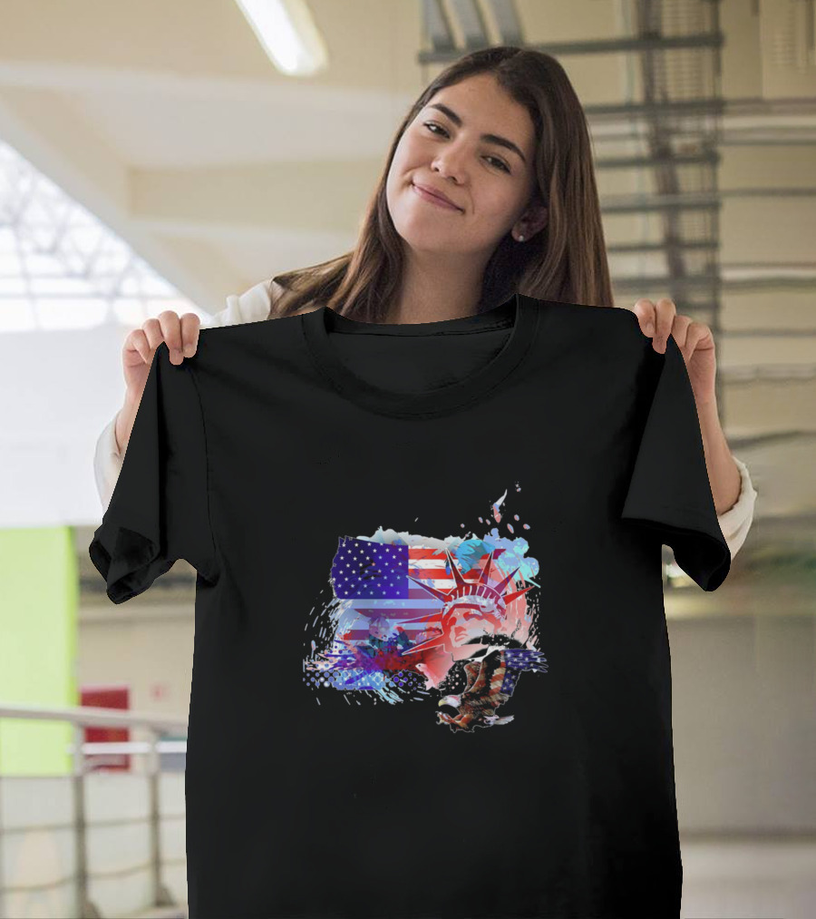 American Flag Eagle Statue of Liberty USA T-Shirt