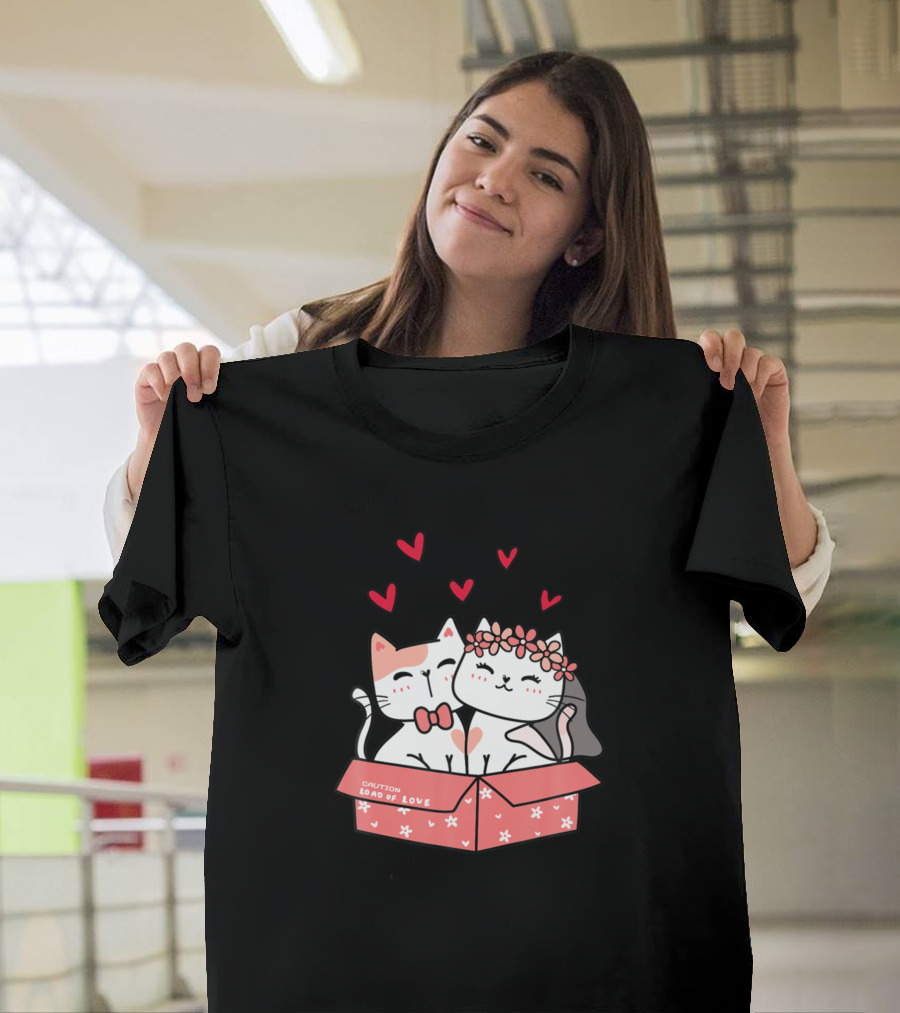 Cat Wedding Cute Lover Kitten Caution Load of Love Box T-Shirt